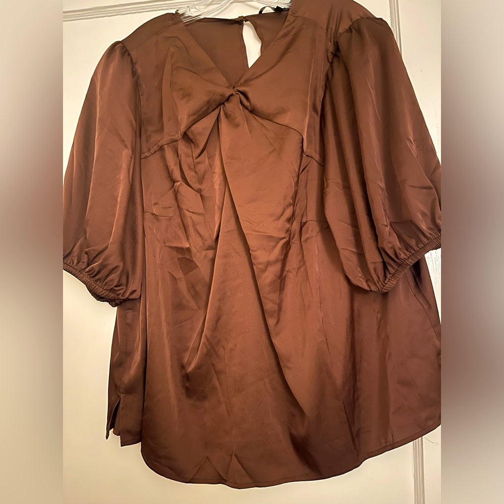 ELOQUII Chocolate Brown Blouse